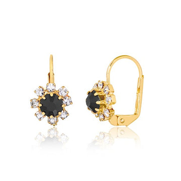 18K Gold Layered Oro Laminado Assorted Colors Flower Design Leverback Earrings 21.0108/1/2/3 (More Colors)